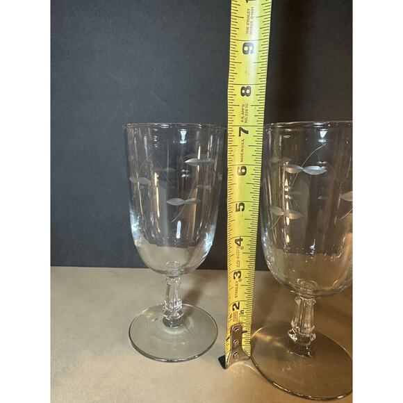 4 - VTG Libbey StemWare Goblet Etched Cut Hand Blown 1950’s Footed Beverage A25 - Picture 10 of 13